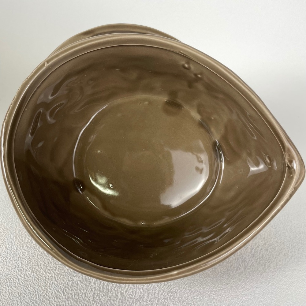 Vintage Ceramic Walnut Lidded Dish Squirrel Finial Candy Nut Bowl Brown Taiwan - Picture 7 of 9